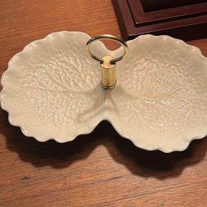 Vintage Stangl cabbage leaf divided relish tray